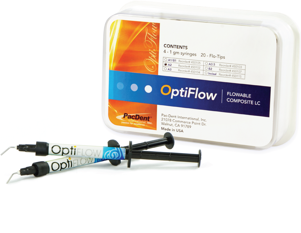 OptiFlow Flowable Composite,(4) 1.5g Shade A3 Syringes, (20) Pre-bent Needle Tips