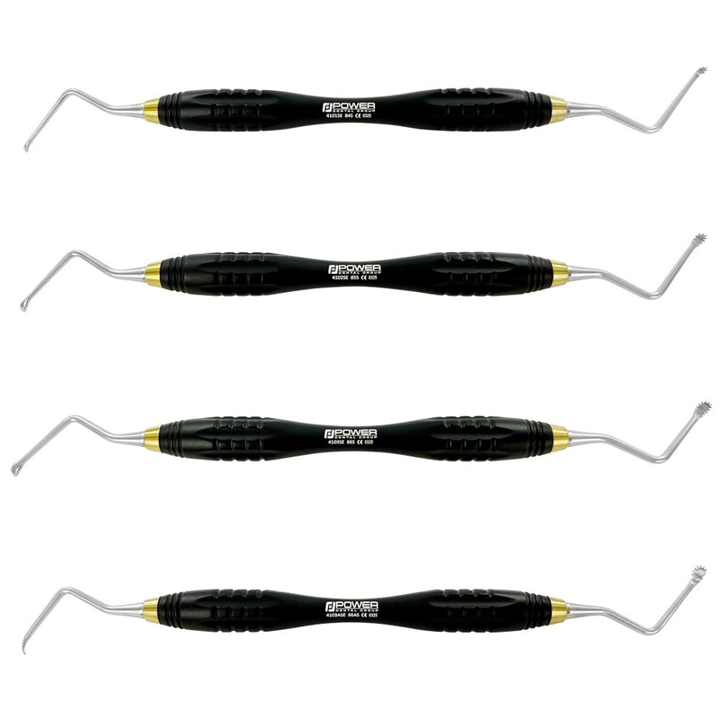 POWER SERRATED SURGICAL LUCAS CURETTE KIT – SET OF 4, BLACK EDITION