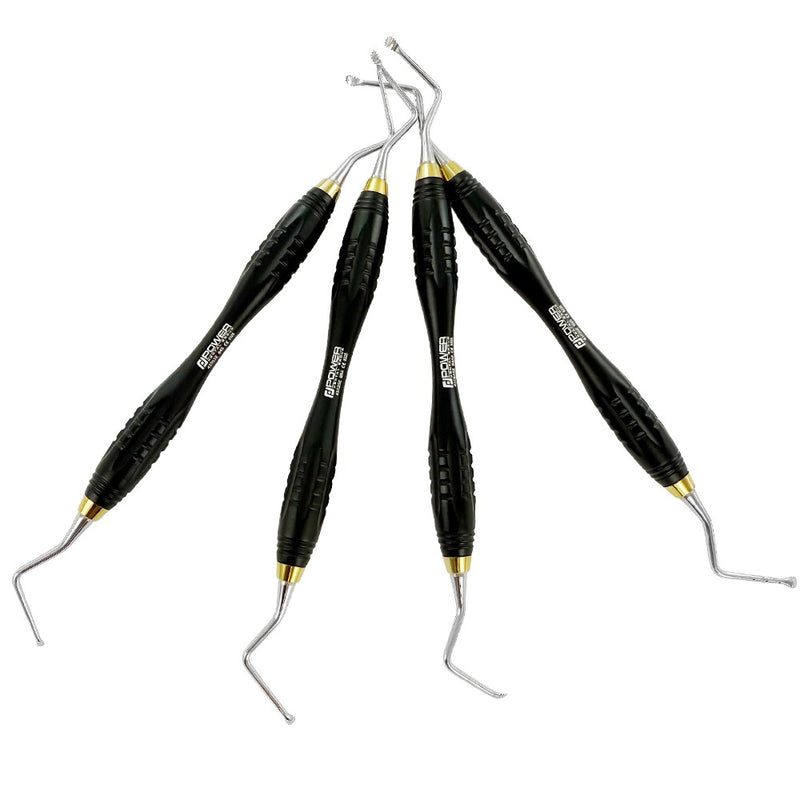 POWER SERRATED SURGICAL LUCAS CURETTE KIT – SET OF 4, BLACK EDITION