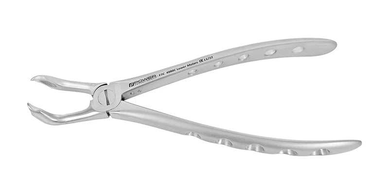 Power Atraumatic Extraction Forceps – Universal F7CP, Lower Molars, Modified Cowhorn – Extended Handle