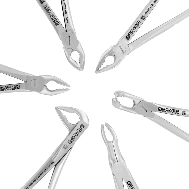 Power Universal Atraumatic Extraction Forceps Kit – Compact Handle – Set of 6