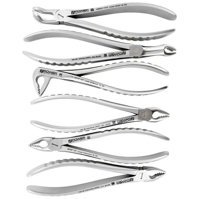 Power Universal Atraumatic Extraction Forceps Kit – Compact Handle – Set of 6