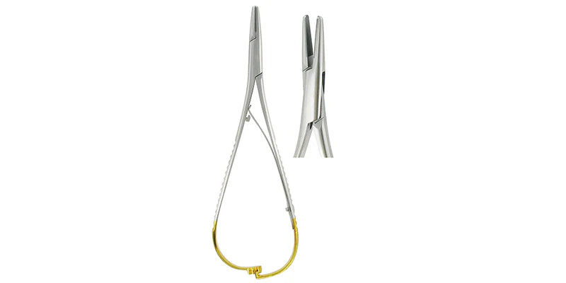 Wide Needle Holder Mathieu T/C, Gold Steel, 17 cm