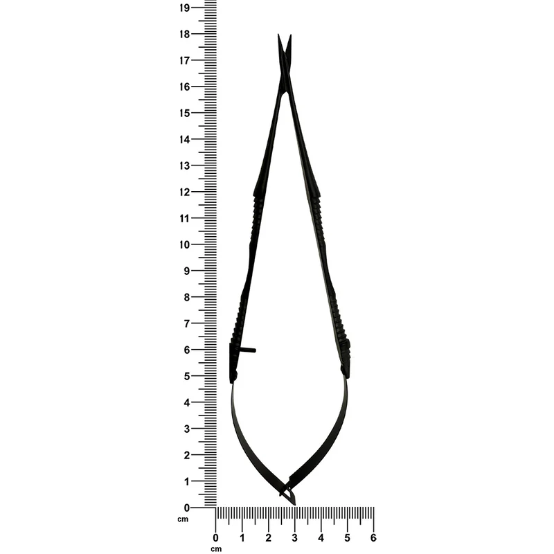 Power Castroviejo Micro Surgery Scissors – Curved, 7.1 in (18 cm) – Black Titanium