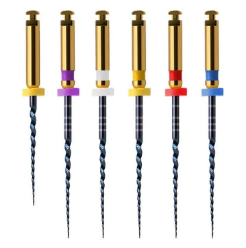 Endo Rotary Taper NiTi File, Silver, Gold and Blue 6pcs Pack