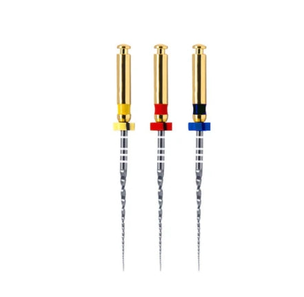 Endo Rotary Taper NiTi File, Silver, Gold and Blue 6pcs Pack