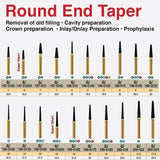 G/200-016 (850L) 10-Pk , Multi use Gold Diamond Burs (Round End Taper Shaped)