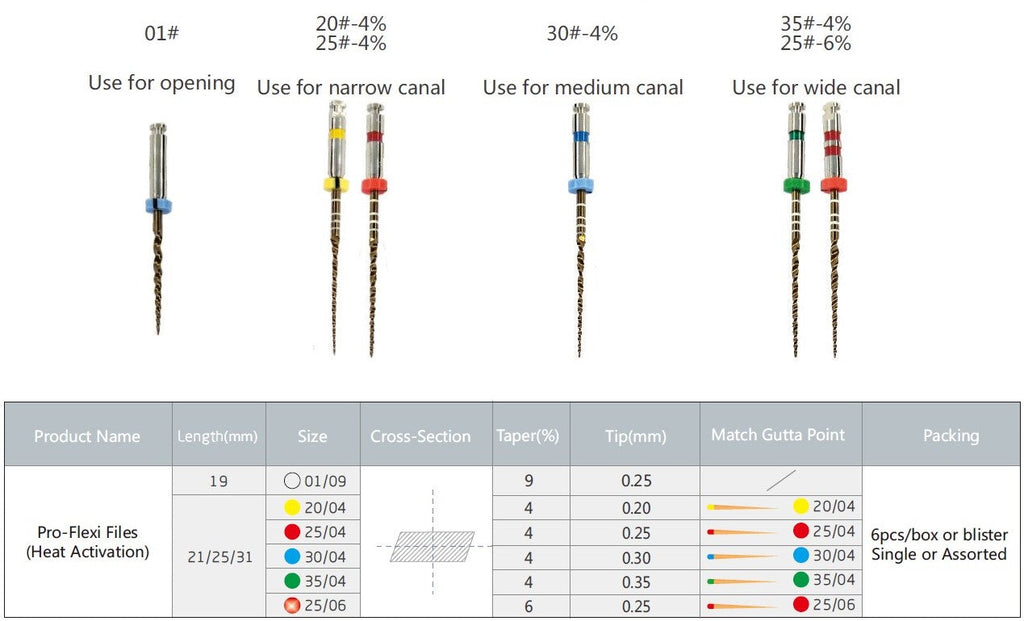 Endo PRO-FLEXI FILE, Blue 6pcs pack