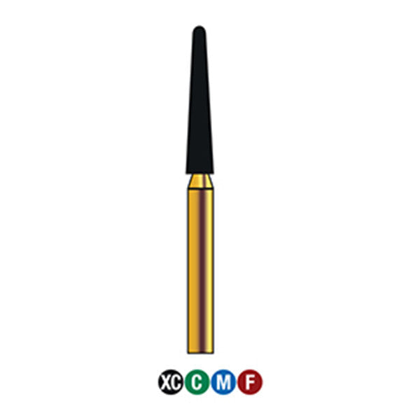 G/199-019S (850) 10-Pk , Multi use Gold Diamond Burs (Round End Taper Shaped)