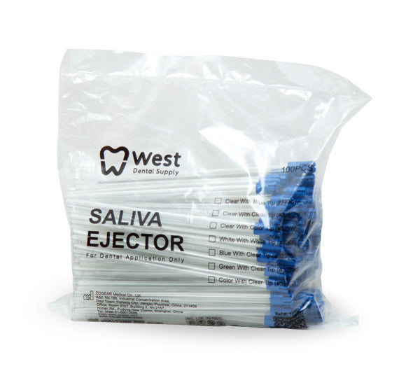 Saliva Ejector clear tube  with blue tip 100pcs